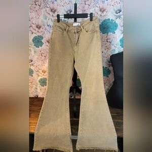 Elegant Tan Wide Leg Jeans